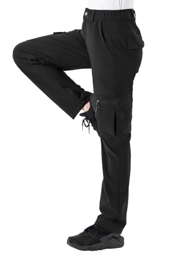 [YSENTO] クライミングパンツ レディース 薄手 山登り トレッキングパンツ アウトドアパンツ 撥水ズボン uvカット 速乾 ブラック L 中間 画像