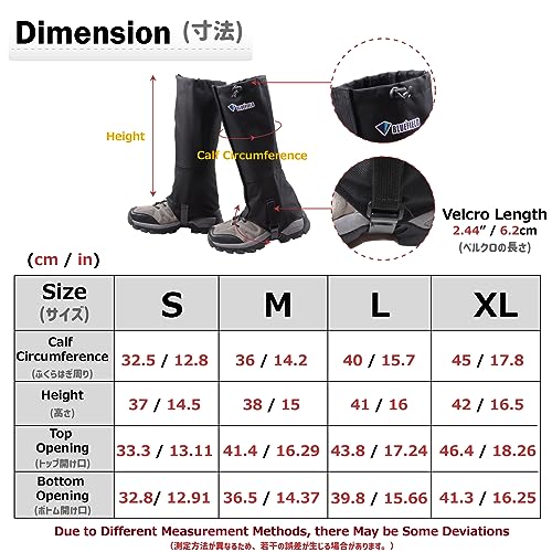 Azarxis ゲイター 防水 登山 スパッツ ロングゲイター 軽量 泥除け 砂よけ 軽量 通気 雨 雪悪天候に アウトドア レッグカバー メンズ レーディス(ブラック - S) 最後 画像
