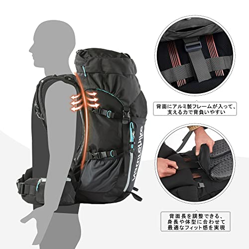 [Naturehike] 公式ショップ バックパック 登山 リュックサック 大容量 45L レインカバー付き 防水 ハイキング 防災 軽量 通気性 多機能 男女兼用 ハイキング 防災 旅行用 スポーツ キャンプ 旅行 遠足 アウトドア 中間 画像