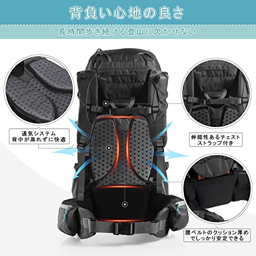 [Naturehike] 公式ショップ バックパック 登山 リュックサック 大容量 45L レインカバー付き 防水 ハイキング 防災 軽量 通気性 多機能 男女兼用 ハイキング 防災 旅行用 スポーツ キャンプ 旅行 遠足 アウトドア 最後 画像