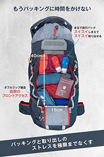 [NORDKAMM] バックパック 50L + 10L 大容量 軽量1.7kg 防水 レインカバー ザック 長期旅行 登山 防災 アウトドア【日本語説明書付】 (日本正規版) 60リットル 最後 画像
