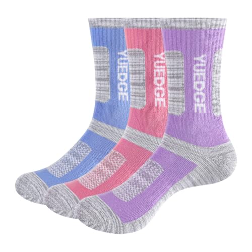 [YUEDGE] 靴下 レディース 登山 アウトドアウエア スポーツ トレッキング ハイキング ウォーキング用ソックス 高級綿 通気吸汗 抗菌防臭 3足セット 21-25cm 画像1