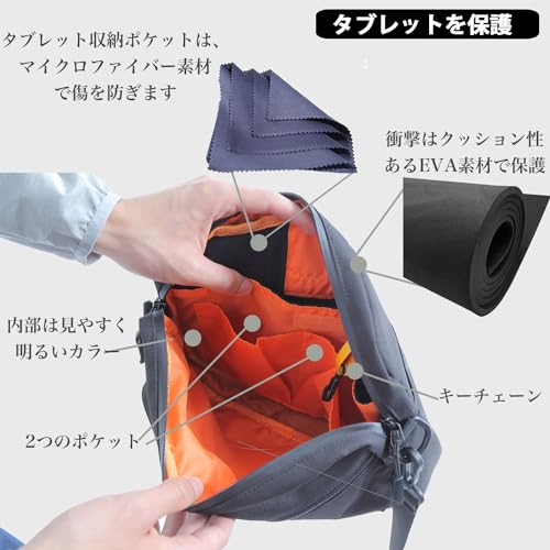 [Shoebill] サコッシュ ショルダーバッグ メンズ B5対応 タブレット対応 撥水ナイロン 軽量 登山 斜めがけ (B5モデル, ブルー) 中間 画像