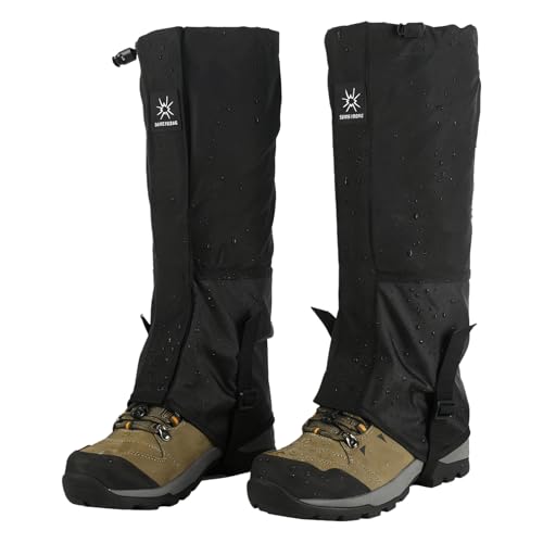 ZHEJIA 登山用ゲイター スパッツ【防水・防塵・悪天候対応】登山レッグカバー 脚絆 ロング 軽量 透湿性 強い弾力性 装着簡単 汚れ防止 雨や雪 砂埃や泥汚れから守る アウトドア用 釣り 雪山 渓流 ハイキング 男女兼用 40cm（黒） 画像1