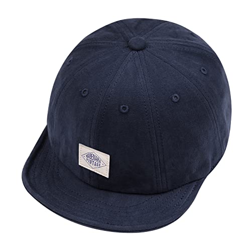 [Clape] メンズ 短いツバキャップ コットン100% アンパイアキャップ 短いつば 野球帽 ショートバイザーキャップ 春 夏 秋 冬 軽薄 タグ 無地 柔らかい 紫外線対策 通気性 スケボー アウトドア 登山 釣り 通学 調節可能 男女兼用 （C-DY10-紺色） 中間 画像