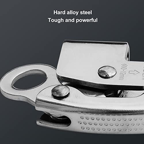 ロープグラブ クライミングロープグラブ 落下防止 丸穴設計 制動歯設計 耐荷重能力 簡単操作 消防救助 産業機器 高所作業 登山 岩登り 探検用 バネ付き設計 中間 画像