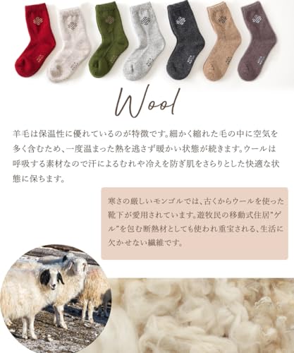 [NOOS] ノース 羊と暮らす靴下 クルー丈 モンゴル産 ウール ミドルソックス 3足セット 登山用 キャンプ 釣り アウトドア (JP, アルファベット, M, ブラウン) 最後 画像