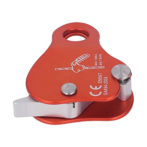クライミングロープグラブ、100KG作業負荷クライミングロープグリップクランプロッククライミング用登山用高強度 (オレンジ) 中間 画像