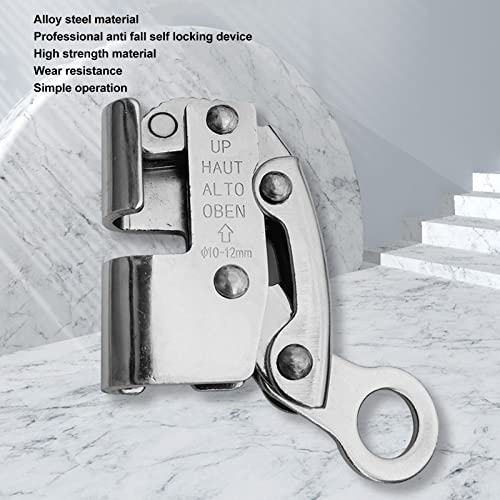 ロープグラブ クライミングロープグラブ 落下防止 丸穴設計 制動歯設計 耐荷重能力 簡単操作 消防救助 産業機器 高所作業 登山 岩登り 探検用 バネ付き設計 最後 画像