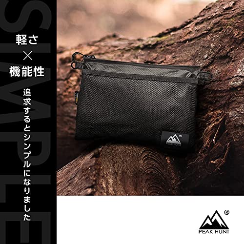 【改訂版】サコッシュ 小さめ 撥水 防水 超軽量 メンズ レディース 登山 トラベル ハイキング 旅行 黒 PEAKHUNT(ピークハント） 最後 画像