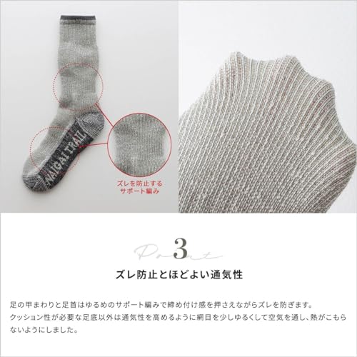 [ナイガイ] メリノウール混 登山 ソックス 山登り トレッキング ソックス 靴下 クルー丈 パイル編み メンズ レディース 90301028 (23-25cm, 95.グレー) 中間 画像
