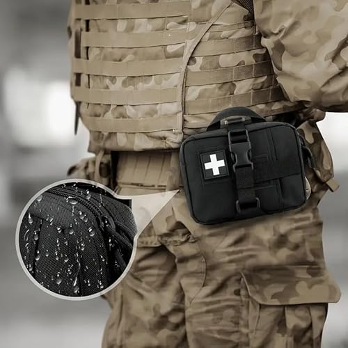 [THREE RABBITS]救急キット メディカルポーチ アウトドア ハイキング、ハンティング、旅行用 サバイバルゲーム 耐摩耗性素材 モーリースタイル ファスナーストラップ (グリーン) 中間 画像