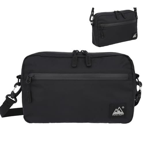 サコッシュ(マチ付) 撥水 防水 超軽量 メンズ レディース 登山 トラベル ハイキング 旅行 黒 PEAKHUNT(ピークハント) 1枚目 画像