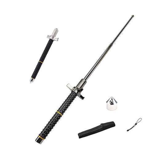 トレッキングポール 防犯、護身用スティック、車載式窓割りナイフブロック護身用、3セクションスイングスティック、頑丈で厚みがあり、多機能、ポータブル、自己防衛対応、実用的、合法的、屋外、車載、防爆、護身用に最適です サイズ 95 センチメートル 1枚目 画像