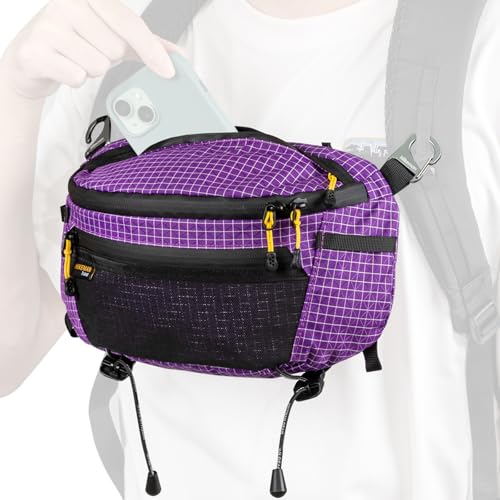 ウエストバッグ 登山 ポーチ 軽量 ウエストポーチ サコッシュ 腰袋 防水 大容量 登山用ポーチ アウトドア バイク 旅行 釣り (パープル) 画像1