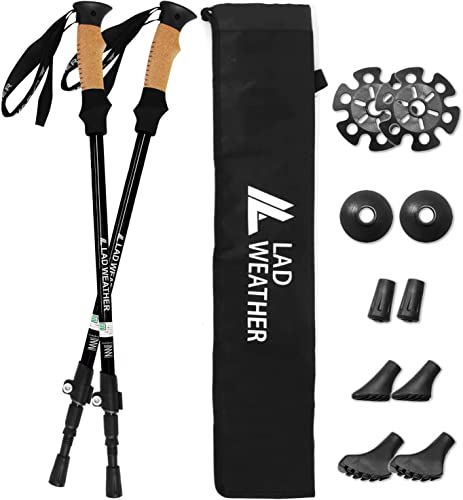 [ラドウェザー] トレッキングポール SG承認品 2本セット ハイブリッド式 軽量アルミ アンチショック機能 (ブラック) 画像1