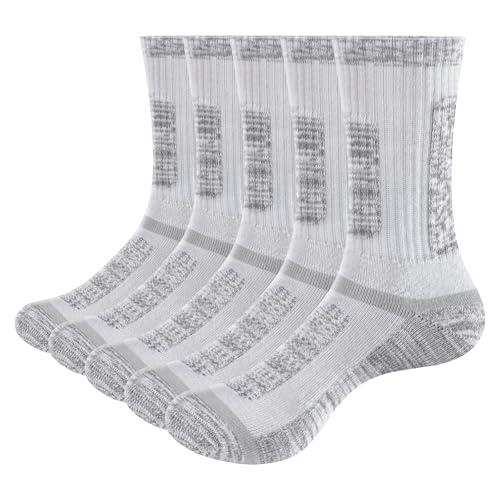 [YUEDGE] 靴下 レディース スポーツソックス ハイキングトレッキングソックス 吸汗 防臭 綿 冬 厚手 ブーツ 登山靴下 女性适用 23-25cm, 5足組 画像1