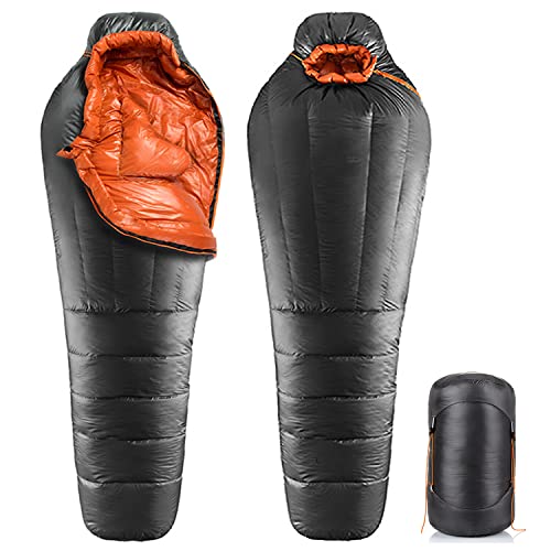 JUYEE 寝袋 冬用 ダウン シュラフ 冬 最低温度-30℃ 高級ダウン650FP マミー型 軽量 コンパクト キャンプ 車中泊 登山 防災避難 (1.4) 画像1