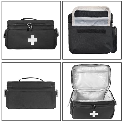 Boczif 救急キット 救急用品収納キャリーバッグ ピルボトルオーガナイザー 緊急外傷医療キット用品 防水仕様 自宅、オフィス、車内、旅行、アウトドア、キャンプ、ハイキングに最適 (ブラック) 最後 画像