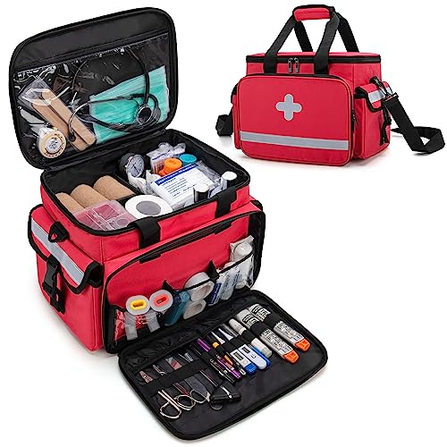 CURMIO メディカルバッグ 救急バッグ 家庭 学校 アウトドア スポーツ 部活 看護 応急処置(バッグのみ)赤 1枚目 画像