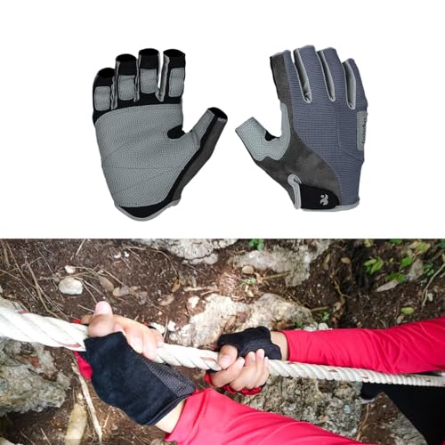 ＫＬＫＣＭＳ 登山用グローブ、サイクリング用グローブ、セーリング用グローブ、マウンテンロードバイク用ワークアウト用グローブ, Gray L 最後 画像