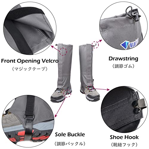 TRIWONDER ゲイター 登山スパッツ ゲーター ロングスパッツ 脚絆 泥除け 富士山対応 渓流 防水 防砂 防雪 軽量 マジックテープ式 メンズ レディース 通勤 通学 アウトドア用 中間 画像