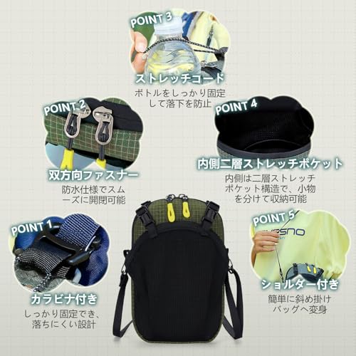 スマホポーチ ベルトポーチ リュック ポーチ メンズ 3WAY取り付け カラビナ付き 軽量 ズレ防止 ナイロン 装着簡単 内メッシュポケットあり 防水ファスナー レディース 登山 アウトドア 釣り用 旅行 作業 (オレンジ) 中間 画像