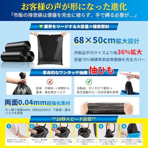 簡易トイレ 非常用トイレ 60回セット 凝固剤10g×60 排便処理袋×60 防水シート×2 防臭密封袋×5 手袋×120 災害用トイレ 携帯トイレ 防災トイレ15年保存 救急トイレ 防災グッズ 防災 災害用 非常用 中間 画像