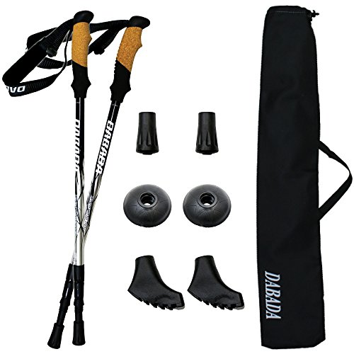 DABADA(ダバダ) SG承認品 軽量アルミ製 トレッキングポール 2本セット Amazon限定キット付 アンチショック機能付 【軽量220g コンパクト最少56.5cm】 (アルミシルバー) 1枚目 画像