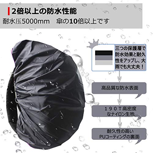 [Frelaxy] リュックカバー レインカバー ２倍以上の防水性 8色 5サイズ (M, ブラック) 中間 画像