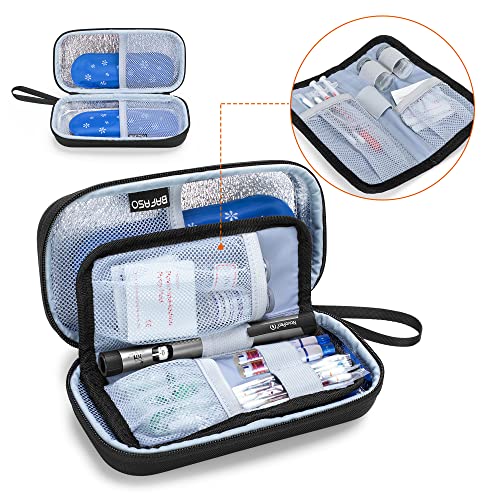 BAFASO インスリンケース インスリン注射用品収納 ハードケース 断熱アルミホイル裏地 (保冷剤なし) 黒 最後 画像