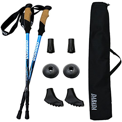 DABADA(ダバダ) SG承認品 軽量アルミ製 トレッキングポール 2本セット Amazon限定キット付 アンチショック機能付 【軽量220g コンパクト最少56.5cm】 (アルミブルー) 1枚目 画像