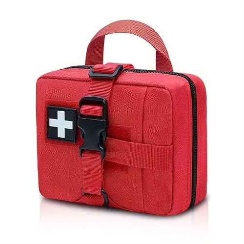 [THREE RABBITS]救急キット メディカルポーチ アウトドア ハイキング、ハンティング、旅行用 サバイバルゲーム 耐摩耗性素材 モーリースタイル ファスナーストラップ (レッド) 画像1
