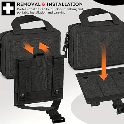 [THREE RABBITS]救急キット メディカルポーチ アウトドア ハイキング、ハンティング、旅行用 サバイバルゲーム 耐摩耗性素材 モーリースタイル ファスナーストラップ (レッド) 中間 画像