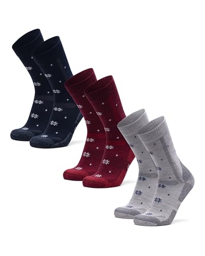 [DANISH ENDURANCE] ハイキングソックス 登山用 靴下 メリノウール 3組, マルチカラー（１ｘコージーネイビー、１ｘコージーレッド、１ｘコージーライトグレー）, 28.5 cm - 30.5 cm 画像1