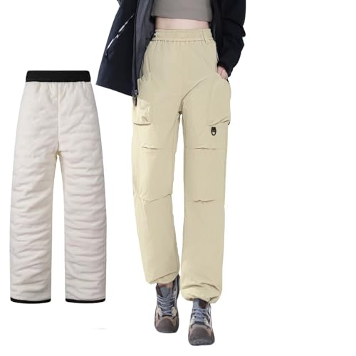 [FLYGAGA] 防寒パンツレディース 裏起毛トレッキングパンツ 登山 アウトドアロング 防水 防風 ズボン 大きいサイズ 調整紐 人気 秋冬 画像1