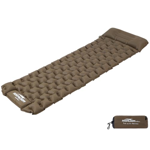 Soomloomポンプ内蔵エアーマット'Beads'高断熱R値1.8手押し・足踏み・吹き込み一体化枕ピローエアパッド・ベッド軽量コンパクト寝心地良い40Dナイロンキャンプアウトドア快眠マットレス 1枚目 画像