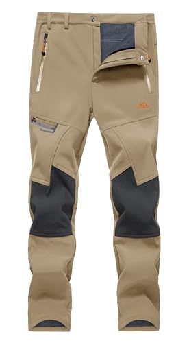 [KEFITEVD] カーゴパンツ メンズ 防寒ズボン バイク 暖かい ソフトシェルパンツ 撥水 登山ズボン 裏起毛 耐摩耗 トレッキングウエア クライミング 秋冬用 カーキ 2XL 画像1