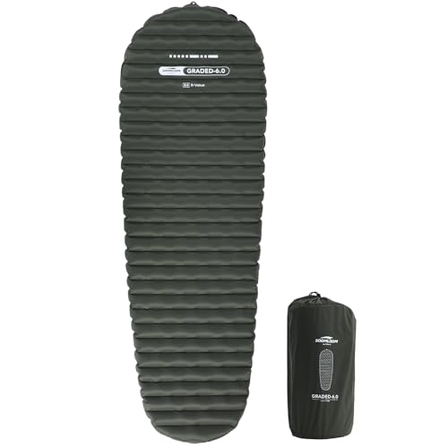 SoomloomキャンプエアーマットGRADED6.0高R値断熱低温耐寒空気入れポンプバッグ付きコンパクト軽量600gポータブルエアーベッド車中泊登山防災地震アウトドアキャンプインフレーターマット (アーミーグリーン) 画像1