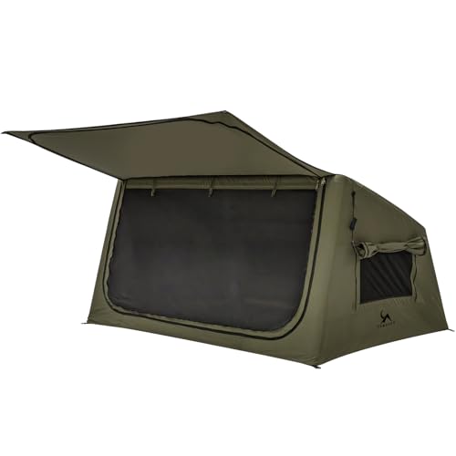 TOMOUNT エアーテント TC素材 4.5㎡ インフレータブル パップ型 1~2人用 組立簡単 エアフレームテント アウトドア 収納袋 空気入れ付き (グリーン) 1枚目 画像