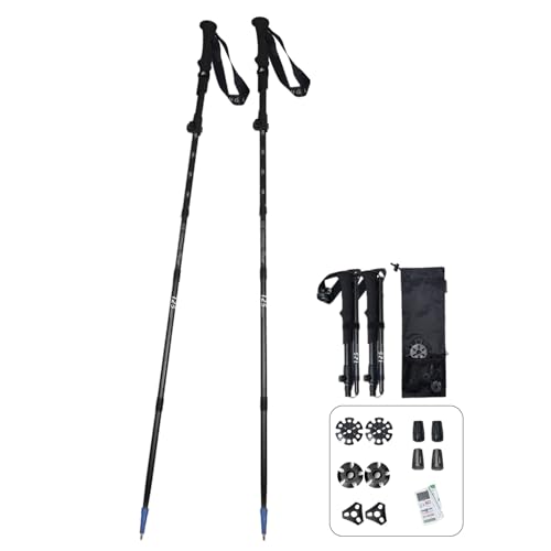 Hiking Life トレッキングポール 3Kカーボン 折り畳み式 2本セット【超軽量198g 収納サイズ34cm】登山用ストック ウォーキングポール 100-120cm調整可能 収納ポーチ付き 付属品5種類 日本語説明書 登山 ウォーキング アウトドア ハイキング 遠足 散歩 高齢者 1枚目 画像