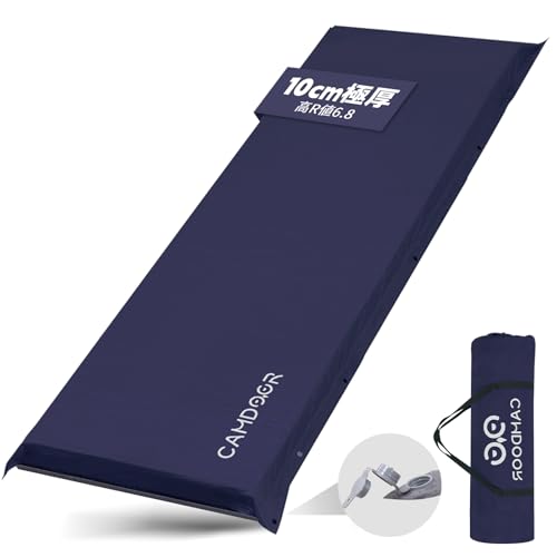 CAMDOOR キャンプ マット エアーマット 厚手 10cm【30秒自動膨張・より広い】R値 6.8 インフレーターマット 車中泊 コンパクト 自動膨張 キャンパー 無限連結可能 キャンプ用品 寝具エアーベッド 防水防潮 安全無臭 持ち運び便利 簡単収納 収納袋付き 画像1