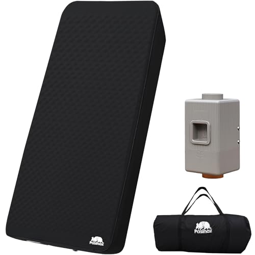 Pasinaz(パシナーズ) 電動ポンプ内蔵 厚手10cm 充電式 Type-C キャンプ エアーマット 幅 130cm 75cm インフレーターマット 自動膨張 キャンパー 車中泊 特大バルブ搭載 災害時 キャンプ用品 車中泊マット 寝袋 収納簡単 収納バック付 (コンパクト収納モデル シングル(幅75cm)+電動ポンプ) 1枚目 画像