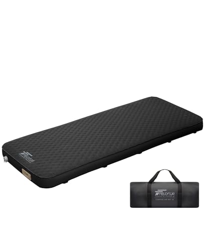 FIELDOOR 電動ポンプ付き キャンプマット インフレーターマット エアー ベッド 厚さ10cm 車中泊 テント アウトドア 登山 コンパクト収納 吸引 連結 厚手 防災 [幅75×奥行200×高さ10cm] [シングル/単品] 画像1
