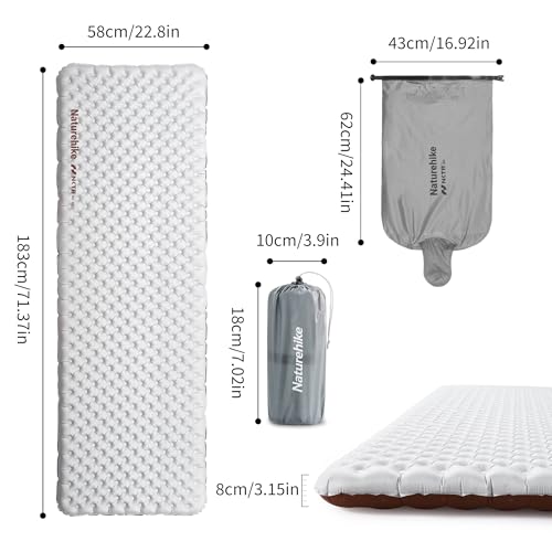 Naturehike 公式 高R値 エアーマット R5.8超軽量 約500g SGS認証 実用新案登録 4シーズン (≥-20℃使用可能) アウトドア 厚手7cm コンパクト キャンプ 登山 インフレーターマット 連結可能 耐水加工 車中泊 テント泊 防水 保温 防災 収納袋付き 最後 画像