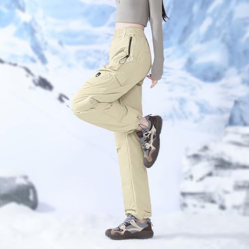 [FLYGAGA] 防寒パンツレディース 裏起毛トレッキングパンツ 登山 アウトドアロング 防水 防風 ズボン 大きいサイズ 調整紐 人気 秋冬 中間 画像