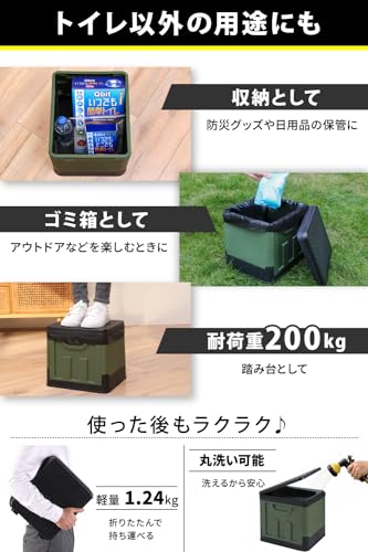 【防災グッズ大賞2023 大賞ブランド】Qbit ボックス型 簡易トイレ 携帯トイレ 1台で防災もアウトドアも 耐荷重200㎏ 折りたたみ トイレ 非常用トイレ 災害用 防災 アウトドア 建設現場 防災士 監修 中間 画像
