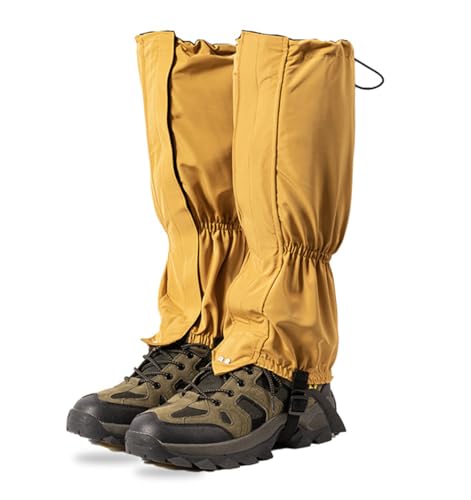 YAVINCOL 登山用ゲイター スパッツ 登山靴 レッグカバー 脚絆 防水カバー 足カバー ロングゲイター レインレッグカバー レインスパッツ ゲートル 登山 ゲイター 登山 スパッツ ワークマン ゲイター ショート レッキング 農作業 撥水 泥除け 砂よけ 蚊避け 釣り 髙耐久性 男女兼用 雨雪悪天候対応 耐摩耗性 メンズ レーディス（黄色） 画像1