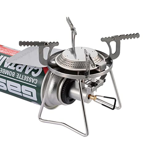 キャプテンスタッグ(CAPTAIN STAG) シングルバーナー カセットガスバーナーコンロ CB缶 圧電点火装置付 収納ケース付 シルバー トレッカー UF-0026 1枚目 画像