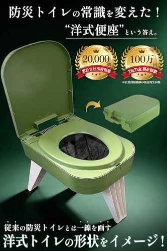 FUTUREFOX 【防災士推奨】 簡易トイレ 災害用 防災トイレ ポータブルトイレ コンパクト 耐荷重150kg トイレキット付属 (簡易トイレ(本体)) 最後 画像